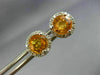ESTATE 1.51CT DIAMOND & YELLOW SAPPHIRE 14KT WHITE GOLD ROUND HALO STUD EARRINGS