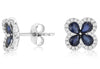 1.96CT DIAMOND & AAA SAPPHIRE 14KT WHITE GOLD 3D PEAR SHAPE FLOWER STUD EARRINGS