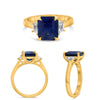 LARGE 4.20CT DIAMOND & AAA SAPPHIRE 14KT YELLOW GOLD EMERALD CUT ENGAGEMENT RING