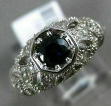 .76CT DIAMOND & AAA ROUND SAPPHIRE 14KT WHITE GOLD OPEN FILIGREE ENGAGEMENT RING