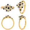 ESTATE WIDE .78CT DIAMOND & AAA SAPPHIRE 14KT YELLOW GOLD 3D CLUSTER FUN RING