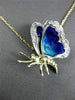 ANTIQUE .25CT DIAMOND 14KT TWO TONE GOLD 3D ENAMEL BUTTERFLY NECKLACE #23628