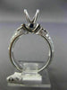 ESTATE .88CT DIAMOND & SAPPHIRE 14KT WHITE GOLD PAVE SEMI MOUNT ENGAGEMENT RING
