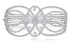 EXTRA LARGE 6.97CT DIAMOND 18KT WHITE GOLD FLORAL INFINITY CUFF BANGLE BRACELET