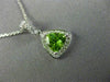 ESTATE .90CT DIAMOND & AAA PERIDOT 14K WHITE GOLD TRILLION HALO FLOATING PENDANT
