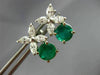 ESTATE LARGE 3.25CT DIAMOND & AAA COLOMBIAN EMERALD FLOWER HANGING STUD EARRINGS