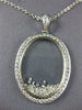 ESTATE LARGE 1.07CT DIAMOND 18KT WHITE GOLD 3D CLASSIC OVAL FLOATING PENDANT