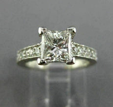 ESTATE 1.27CT DIAMOND PLATINUM 3D FILIGREE HEART MILGRAIN ENGAGEMENT RING #25486