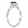 ESTATE .96CT DIAMOND & AAA SAPPHIRE 18K WHITE GOLD 3D PEAR SHAPE ENGAGEMENT RING