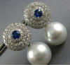4.70CT DIAMOND & AAA SAPPHIRE & SOUTH SEA PEARL 18KT WHITE GOLD HANGING EARRINGS