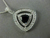 ESTATE LARGE 1.15CT DIAMOND & AAA SAPPHIRE 14K WHITE GOLD 3D DOUBLE HALO PENDANT