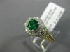 ESTATE WIDE 2.4CT DIAMOND & AAA COLOMBIAN EMERALD 14K WHITE GOLD ENGAGEMENT RING