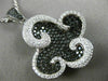 LARGE 1.97CT WHITE & BLACK DIAMOND 18KT WHITE GOLD FLOWER WAVE PENDANT & CHAIN