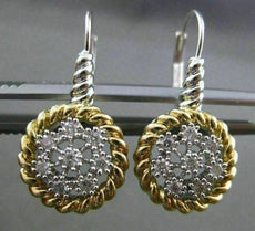 ESTATE LARGE .52CT DIAMOND 14KT WHITE & YELLOW GOLD 3D CIRCULAR CLUSTER EARRINGS