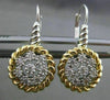 ESTATE LARGE .52CT DIAMOND 14KT WHITE & YELLOW GOLD 3D CIRCULAR CLUSTER EARRINGS