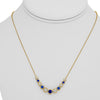 1.73CT DIAMOND & AAA SAPPHIRE 14K YELLOW GOLD 11 STONE BEZEL ADJUSTABLE NECKLACE
