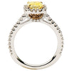 ESTATE LARGE 1.92CT WHITE & FANCY YELLOW DIAMOND 18K 2 TONE GOLD ENGAGEMENT RING