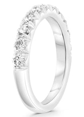 1.0CT DIAMOND 14KT WHITE GOLD 3D ROUND SEMI ETERNITY WEDDING ANNIVERSARY RING