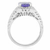 ESTATE WIDE 3.48CT DIAMOND & AAA OVAL TANZANITE 18KT WHITE GOLD ENGAGEMENT RING