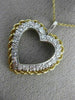 ANTIQUE LARGE .66CT OLD MINE DIAMOND 14KT 2TONE GOLD OPEN HEART PENDANT #20124