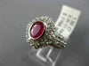 ESTATE WIDE 2.35CT DIAMOND & RUBY 14KT WHITE GOLD 3D BEZEL HALO ENGAGEMENT RING