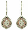 ESTATE 1.20CT WHITE & PINK DIAMOND 14KT WHITE ROSE GOLD CLUSTER HANGING EARRINGS