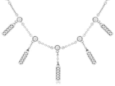 .98CT DIAMOND 14KT WHITE GOLD 3D ROUND BEZEL MULTI BAR CHANDELEIR LOVE NECKLACE