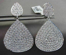 ESTATE MASSIVE 5.59CT DIAMOND 18KT WHITE GOLD DOUBLE PEAR SHAPE HANGING EARRINGS
