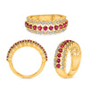 WIDE 1.23CT DIAMOND & AAA RUBY 14KT YELLOW GOLD 3 ROW WEDDING ANNIVERSARY RING