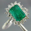 LARGE 2.75CT DIAMOND & AAA EMERALD 14K WHITE GOLD 3D SQUARE HALO ENGAGEMENT RING