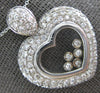 ESTATE LARGE 1.50CT DIAMOND 14KT WHITE GOLD HEART PAVE FUN LOVE FLOATING PENDANT