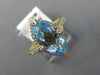 3.74CT DIAMOND & AAA BLUE TOPAZ 14KT YELLOW GOLD MARQUISE & ROUND HALO FUN RING