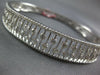 ESTATE WIDE 3.35CT DIAMOND 18KT WHITE GOLD 3D MULTI ROW FILIGREE BANGLE BRACELET