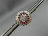 ESTATE LARGE .58CT DIAMOND & RUBY 14KT WHITE GOLD FLOWER FILIGREE STUD EARRINGS