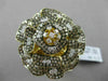 ESTATE MASSIVE 3.66CTW FANCY MULTI COLOR DIAMOND 18KT YELLOW GOLD 3D FLOWER RING