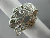 ESTATE WIDE .48CT DIAMOND 14KT WHITE GOLD 3D OPEN FILIGREE FLOWER BUTTERFLY RING