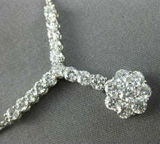 ESTATE LARGE 1.75CT DIAMOND 14KT WHITE GOLD FLOWER CLUSTER LARIAT LOVE NECKLACE