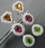 ESTATE WIDE 7.54CT DIAMOND & MULTI GEM 18KT WHITE GOLD CLIP ON HANGING EARRINGS