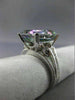 ESTATE EXTRA LARGE 4.17CT DIAMOND & MYSTIC TOPAZ 14KT WHITE GOLD ENGAGEMENT RING