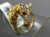 LARGE .96CT WHITE & FANCY YELLOW DIAMOND & AAA RUBY 18KT ROSE GOLD 3D HORSE RING