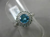 ESTATE WIDE 1.27CT DIAMOND & AAA BLUE TOPAZ 14KT WHITE GOLD HALO ENGAGEMENT RING