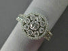 ESTATE WIDE .81CT DIAMOND 18KT WHITE GOLD FLOWER MILGRAIN CIRCULAR PROMISE RING