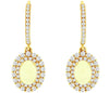 1.85CT DIAMOND & AAA OPAL 14KT YELLOW GOLD 3D OVAL DOUBLE HALO HANGING EARRINGS