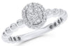 ESTATE .22CT DIAMOND 14KT WHITE GOLD 3D CLUSTER OVAL BEADED FUN RING