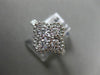 ESTATE WIDE .64CT DIAMOND 18K WHITE GOLD 4 STONE FILIGREE FLOWER SQUARE FUN RING