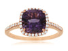 LARGE 2.08CT DIAMOND & AAA AMETHYST 14K ROSE GOLD CUSHION & ROUND HALO LOVE RING