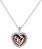1.22CT DIAMOND 14K WHITE GOLD 3D DOUBLE FLOWER HEART SHAPE LOVE FLOATING PENDANT