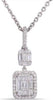 .45CT DIAMOND 14KT WHITE GOLD ROUND & BAGUETTE CLUSTER INVISIBLE SQUARE PENDANT