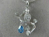 ESTATE .75CT DIAMOND & AAA PEAR SHAPE BLUE TOPAZ 14KT WHITE GOLD 3D BIRD PENDANT