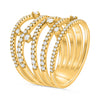 LARGE 1.0CT DIAMOND 14KT YELLOW GOLD ROUND MULTI ROW ETOILE FUN ANNIVERSARY RING